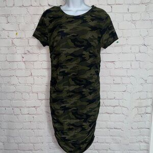 Sz.L(11-13)*Nobo*Green Camouflage-Print Dress--Ruched at Sides